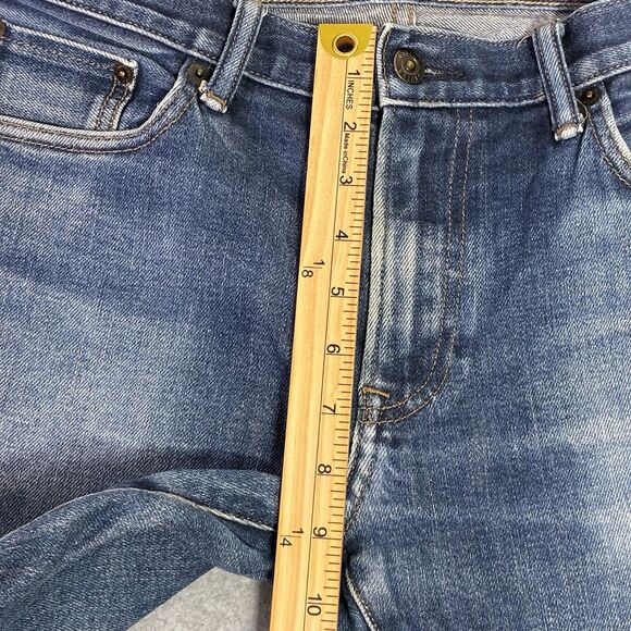 Uniqlo Men’s Jeans 33x34 Slim Straight Low Rise Denim Blue Kaihara Stretch - Picture 2 of 8
